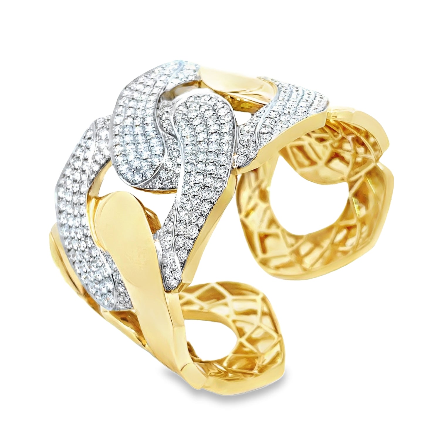 Yellow Gold with White Diamond Bangle