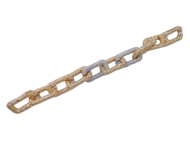 Yellow Gold with White Diamond Chain Bracelet from Link Collection