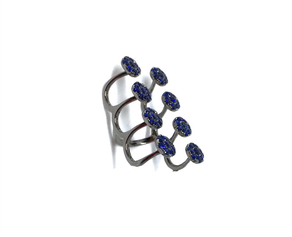 White Gold with Blue Sapphire Ring from Aurore Collection
