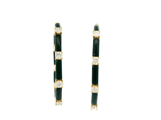 Yellow Gold with White Diamond Earrings from Hoops Collection