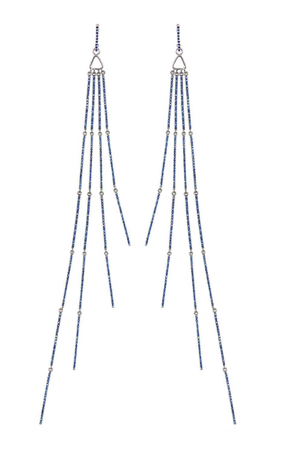 Rhodiumed White Gold with Blue Sapphire Earrings from Link Collection