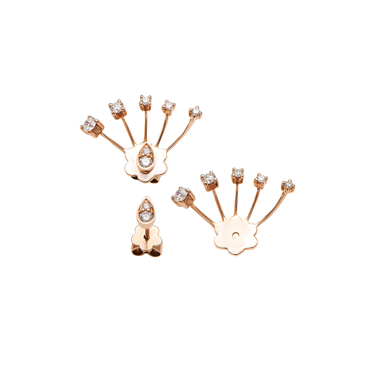 Rose Gold with White Diamond Earrings from Even-tail Collection
