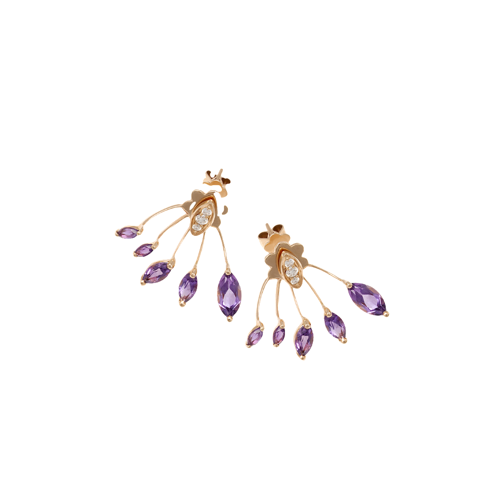 Rose Gold White Diamond Amethyst Earrings From Eventail Collection