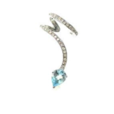 White Gold with White Diamond & Aquamarine Ear Cuff from Flower Collection
