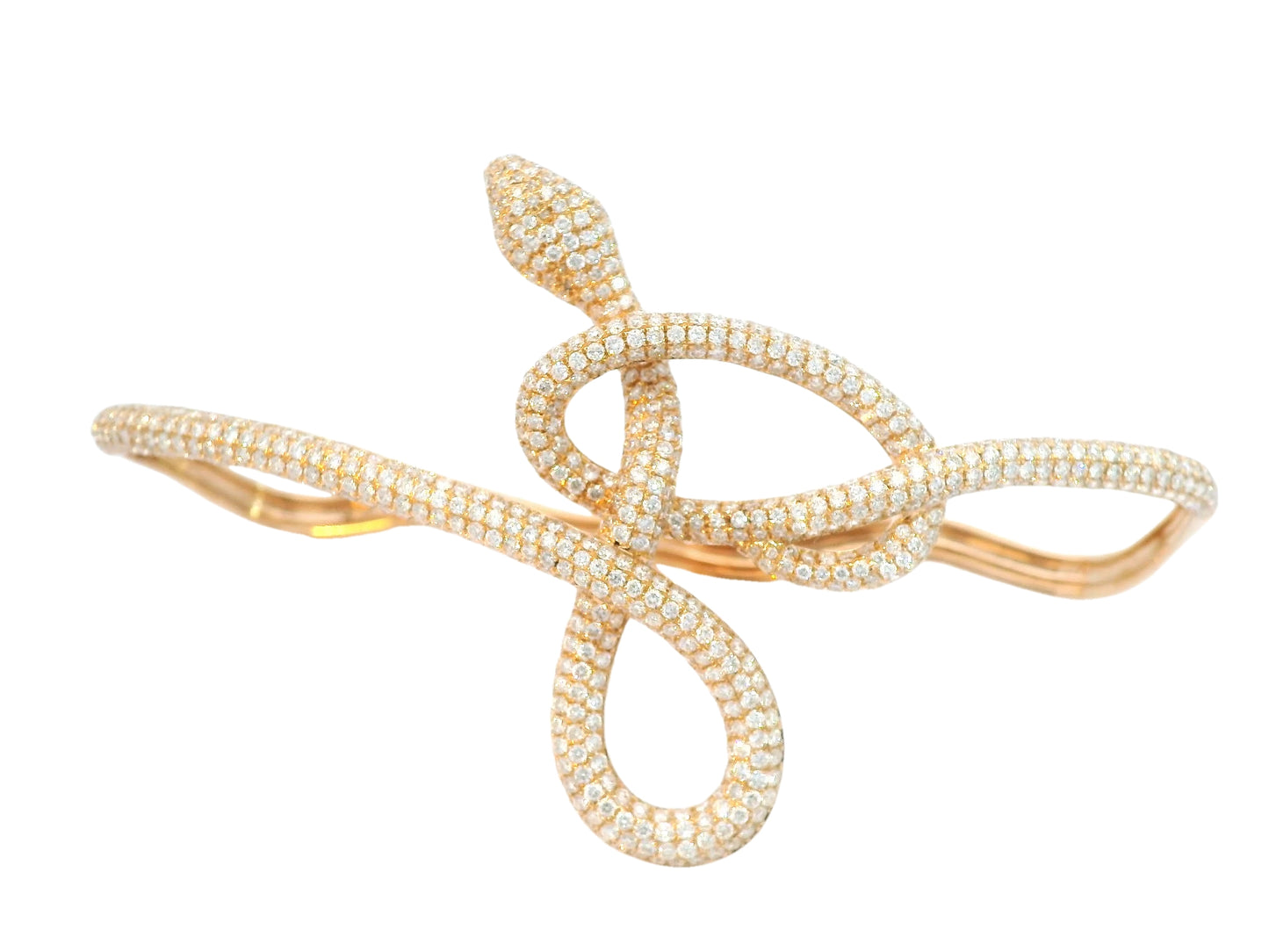 Rose Gold with White Diamond Palm Bracelet from Snake Collection