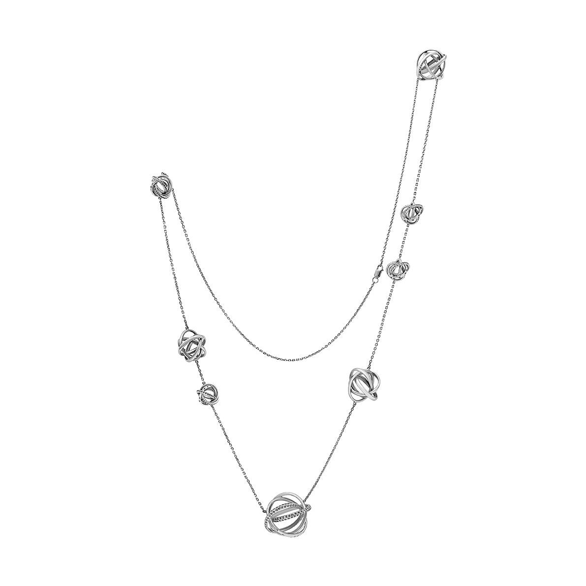 White Gold with White & Black Diamond Necklace from Origami Collection