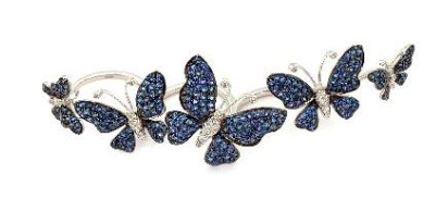 White gold with White Diamond & Blue Sapphire Multi Fingers Ring from Butterflies Collection