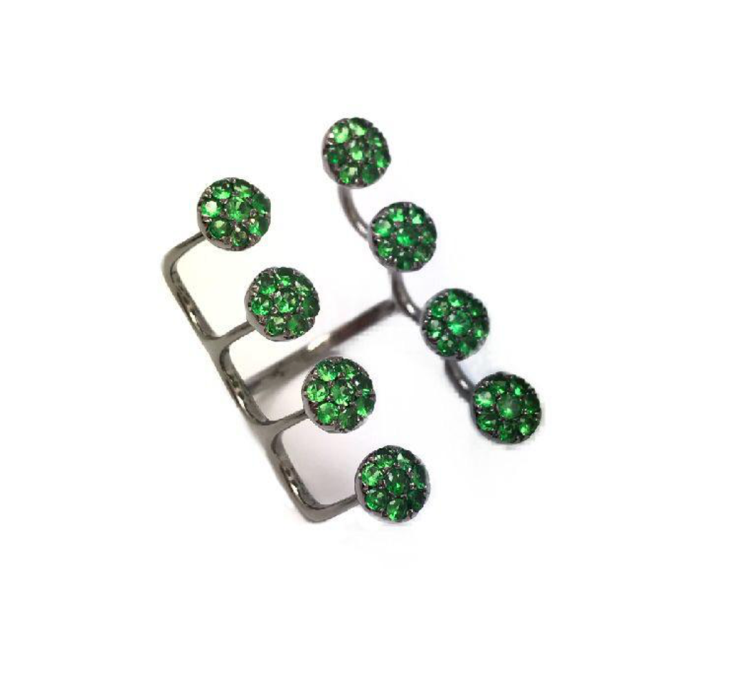 White Gold with Green Garnet Ring from Aurore Collection
