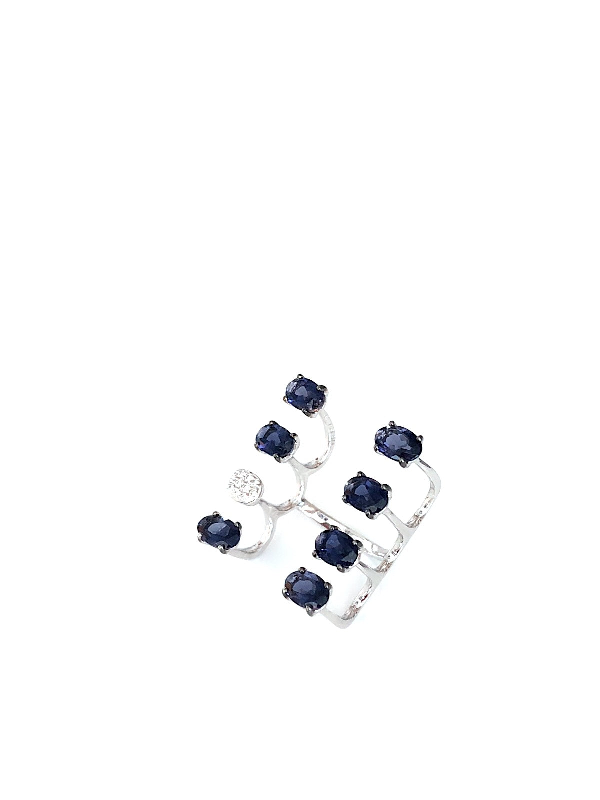 White Gold with white Diamond & Iolite Ring from Aurore Collection