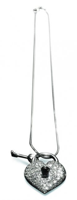 White Gold with White Diamond Heart-lock Necklace from Charms Collection