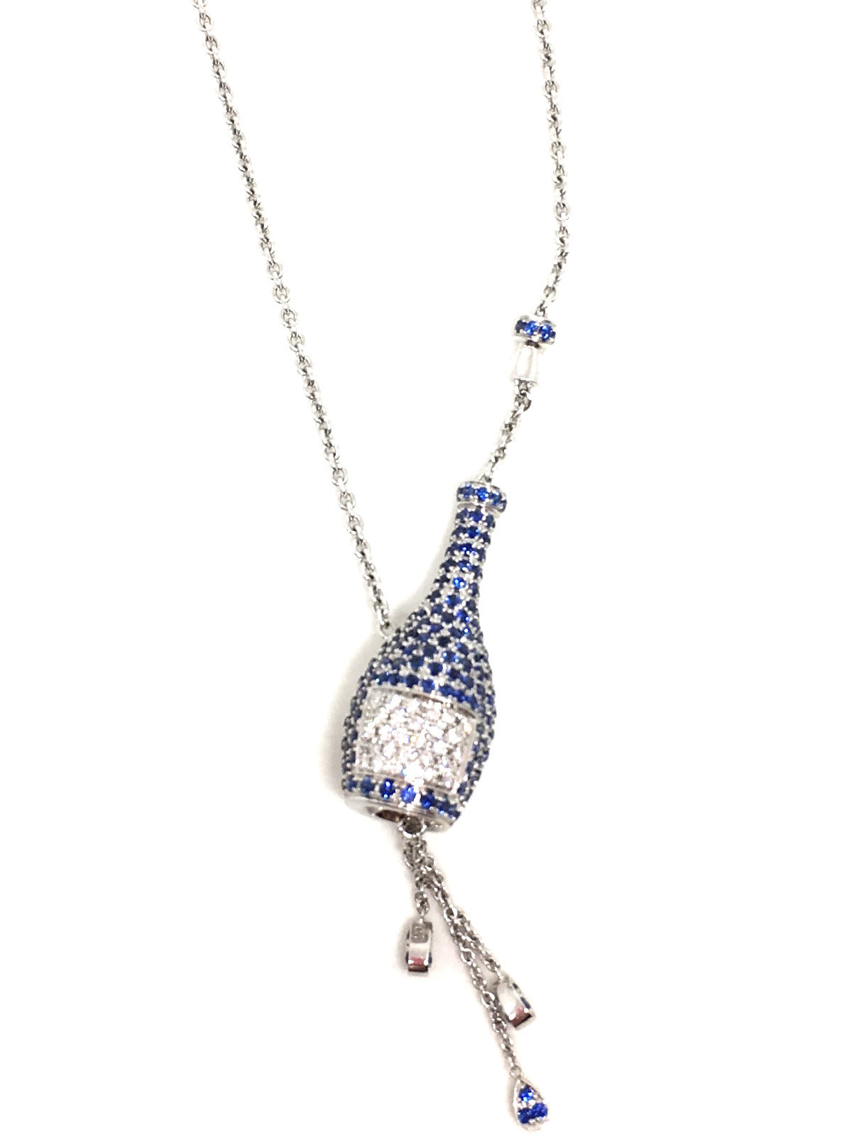 White Gold with Blue Sapphire and White Diamond Necklace from New York Collection
