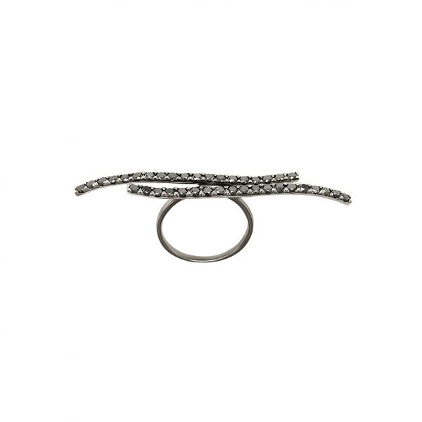 White Gold with Black Diamond Ring from Tattoo Collection