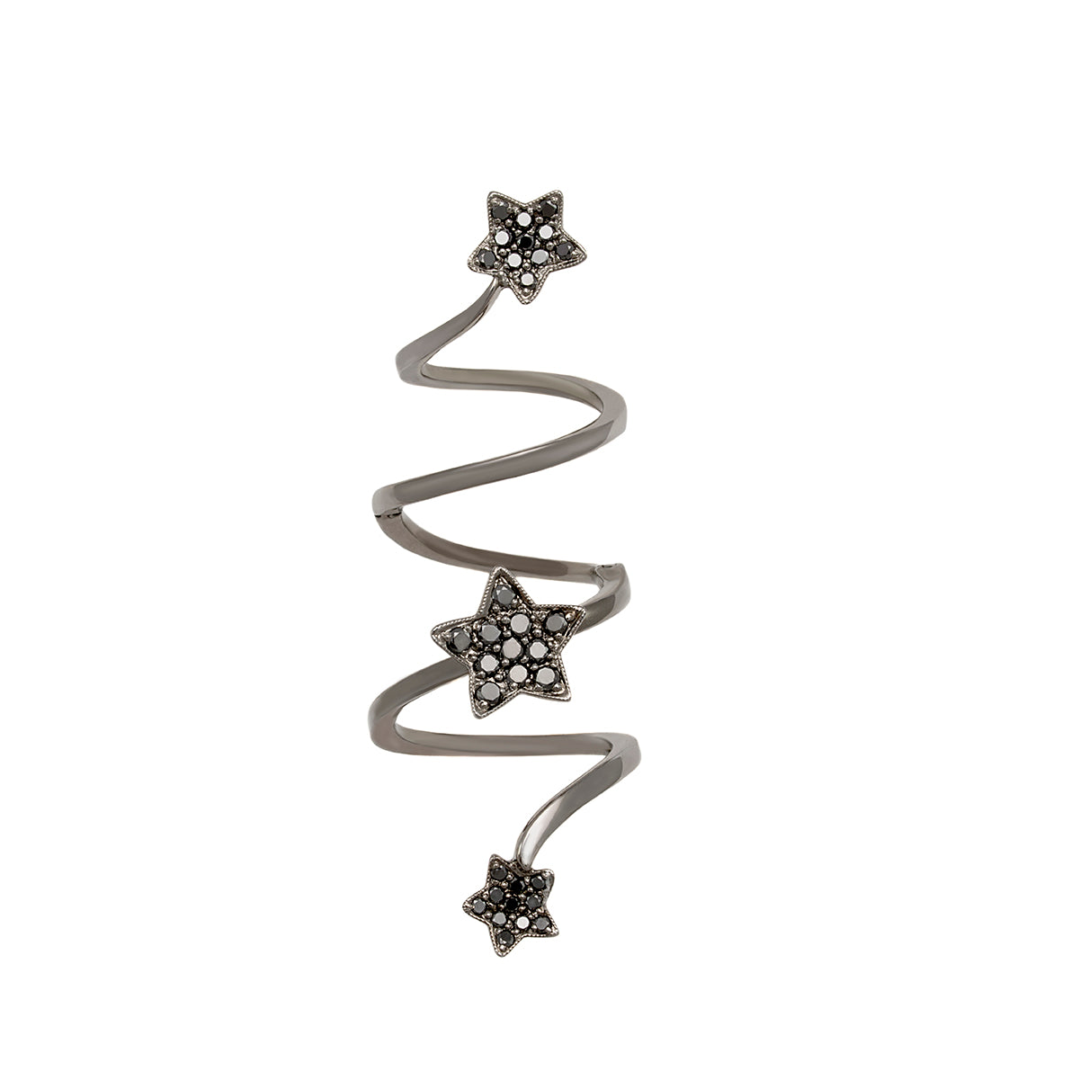 White Gold Black Diamond Full-Finger Ring From Star Collection