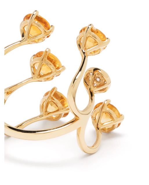 Yellow Gold White Diamond Citrine Ring From Aurore Collection
