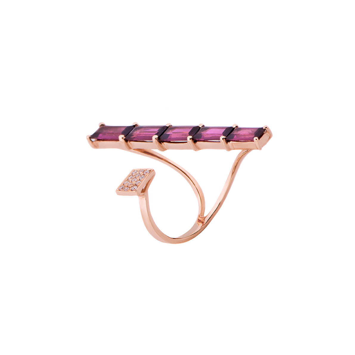 Rose Gold with Amethyst and White Diamond Cocktail Ring from Terri Collection