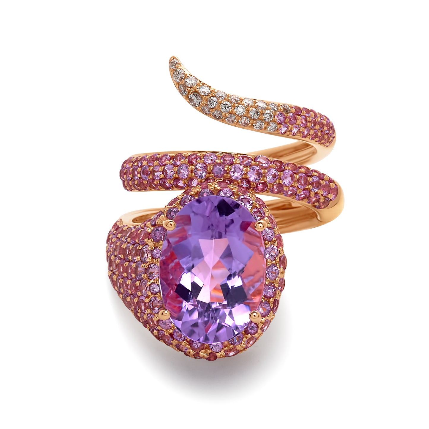 Rose Gold Pink Sapphire Amethyst Coiled Ring From Convertible Collection
