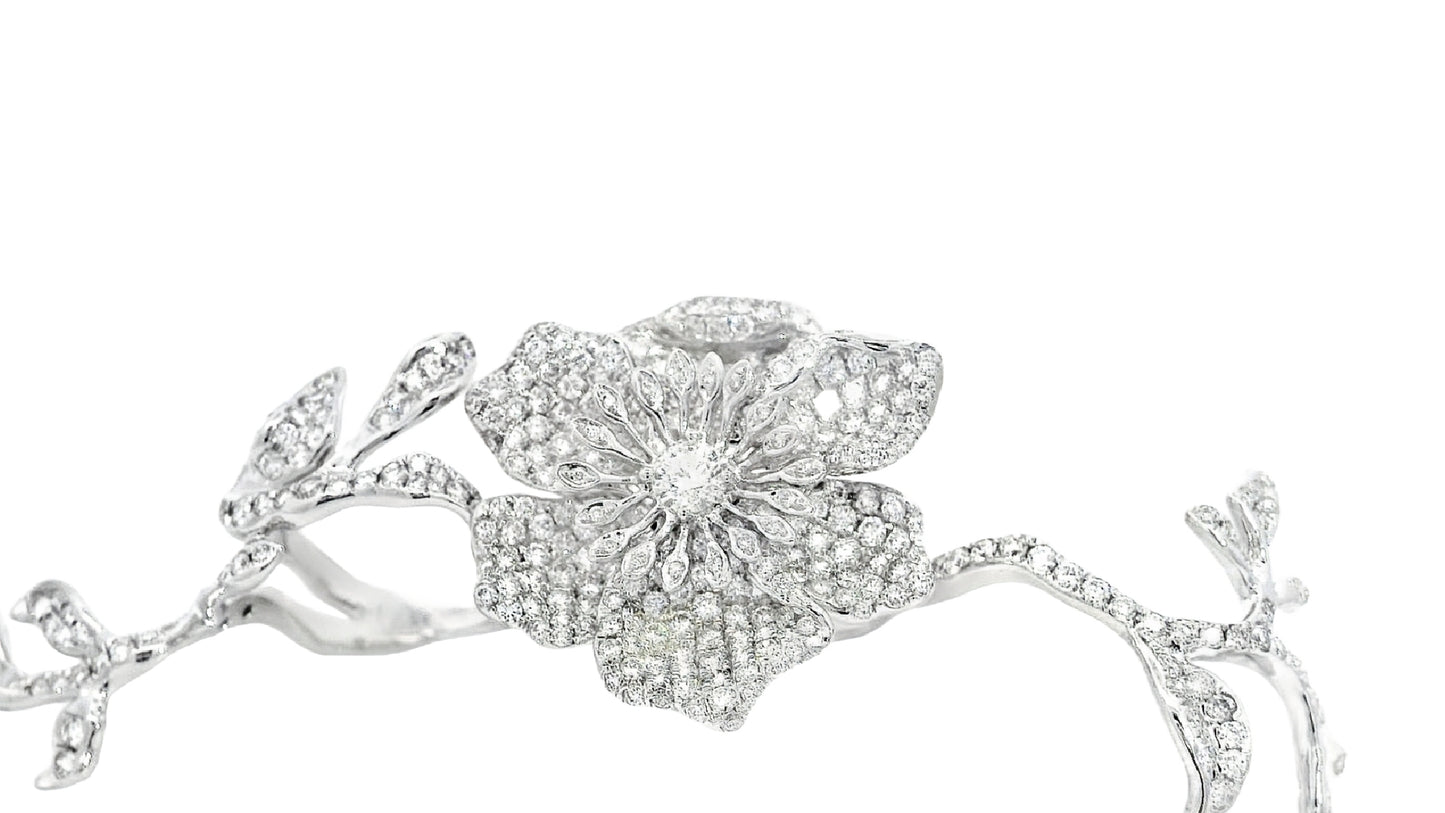 White Gold with White Diamond Multi Fingers Ring from Flowers Collection
