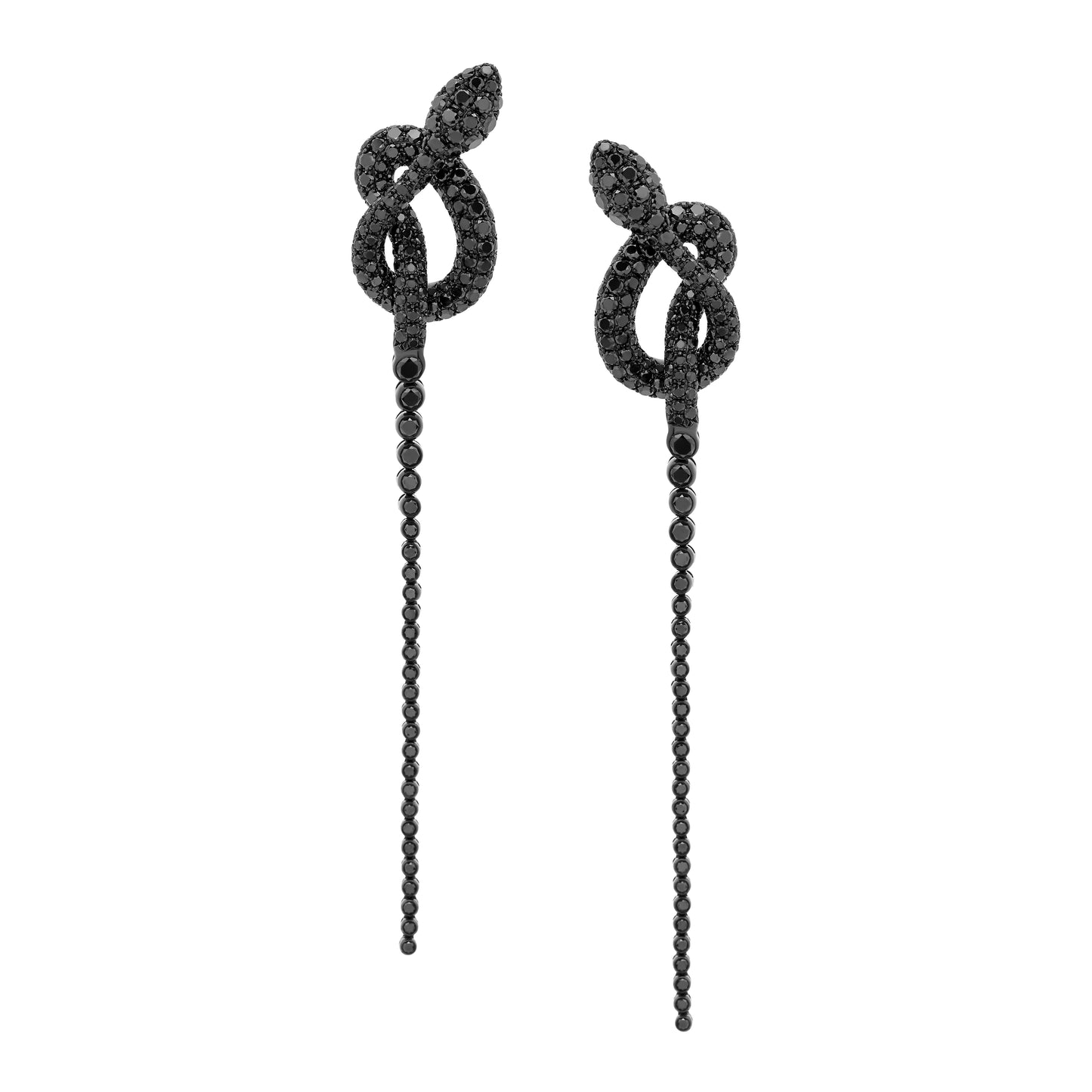 Black Rhodiumed White Gold with Black Diamond Earrings from Snake Collection