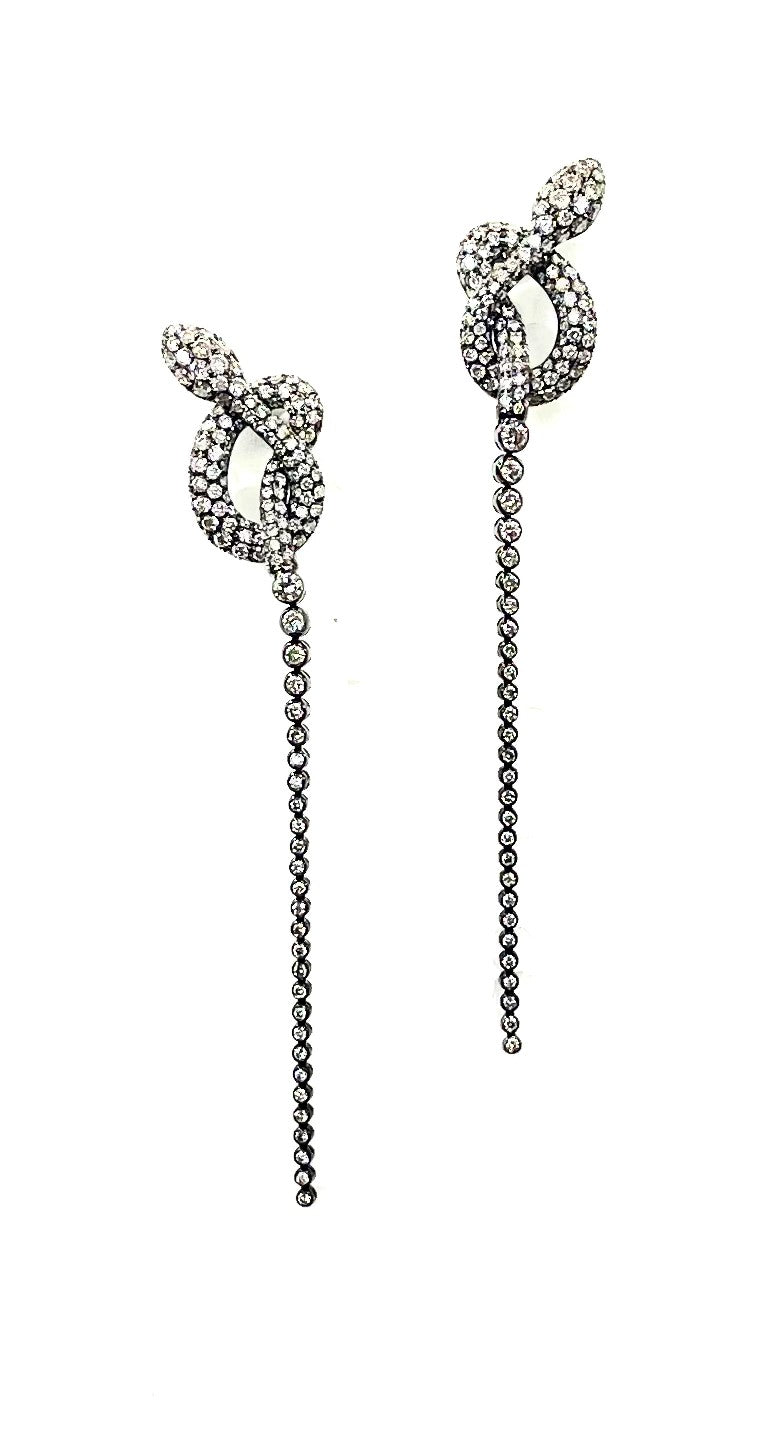 White Gold with White & Brown Diamond Earrings from Snake Collection