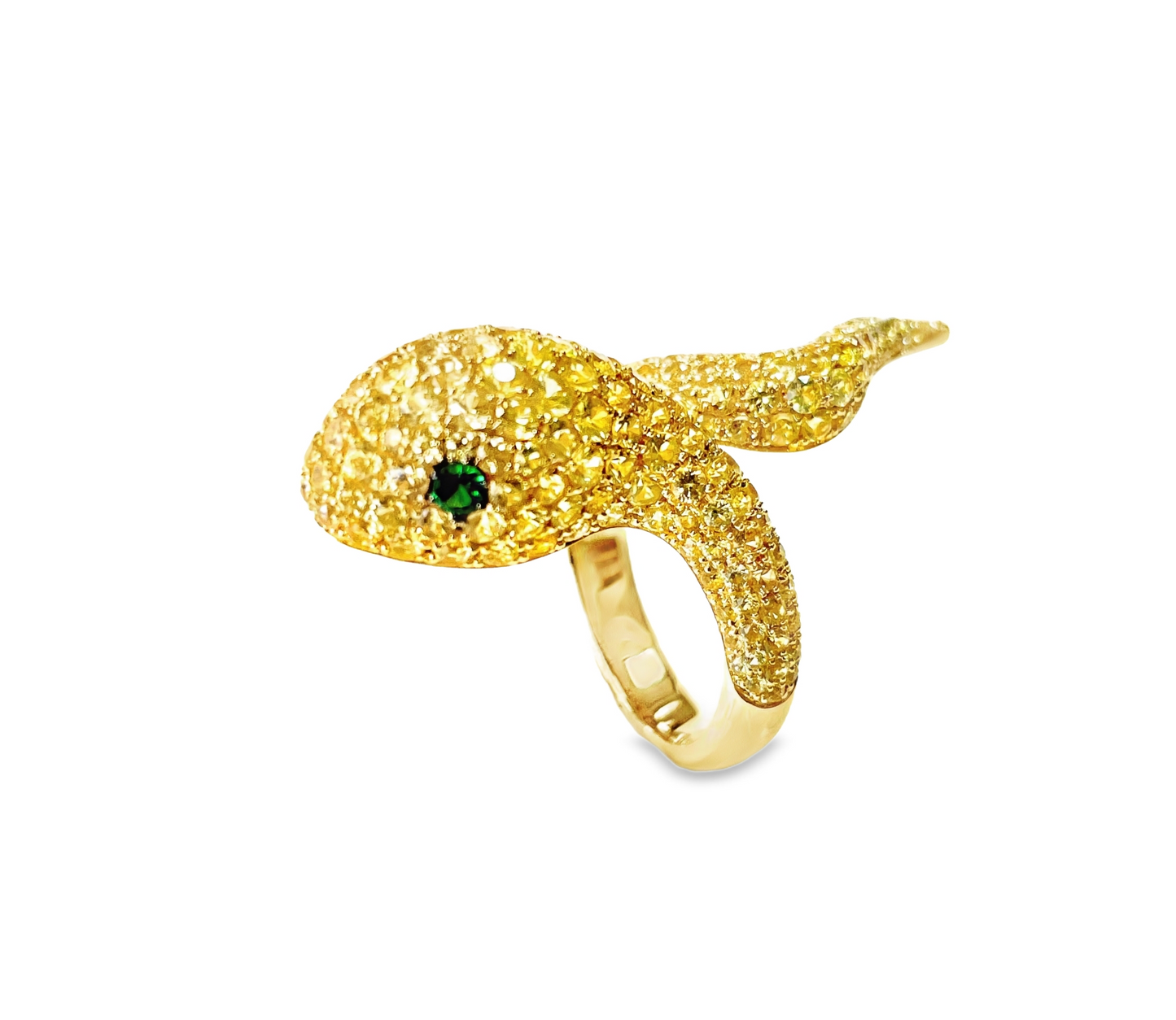 Yellow Gold Yellow Sapphire Black Diamond Ring From Snake Collection