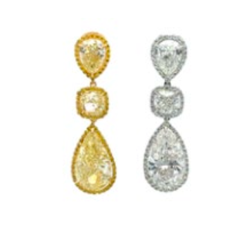 Platinum & Gold with White & Yellow Diamond Earrings