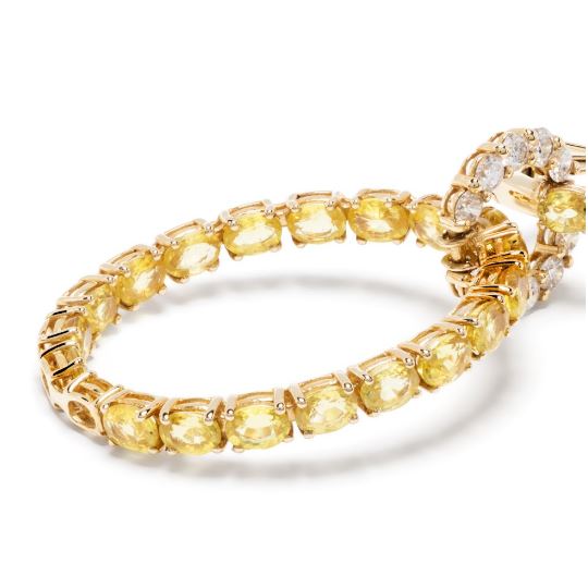 Yellow Gold White Diamond Yellow Sapphire Inside Out Earrings From Hoops Collection