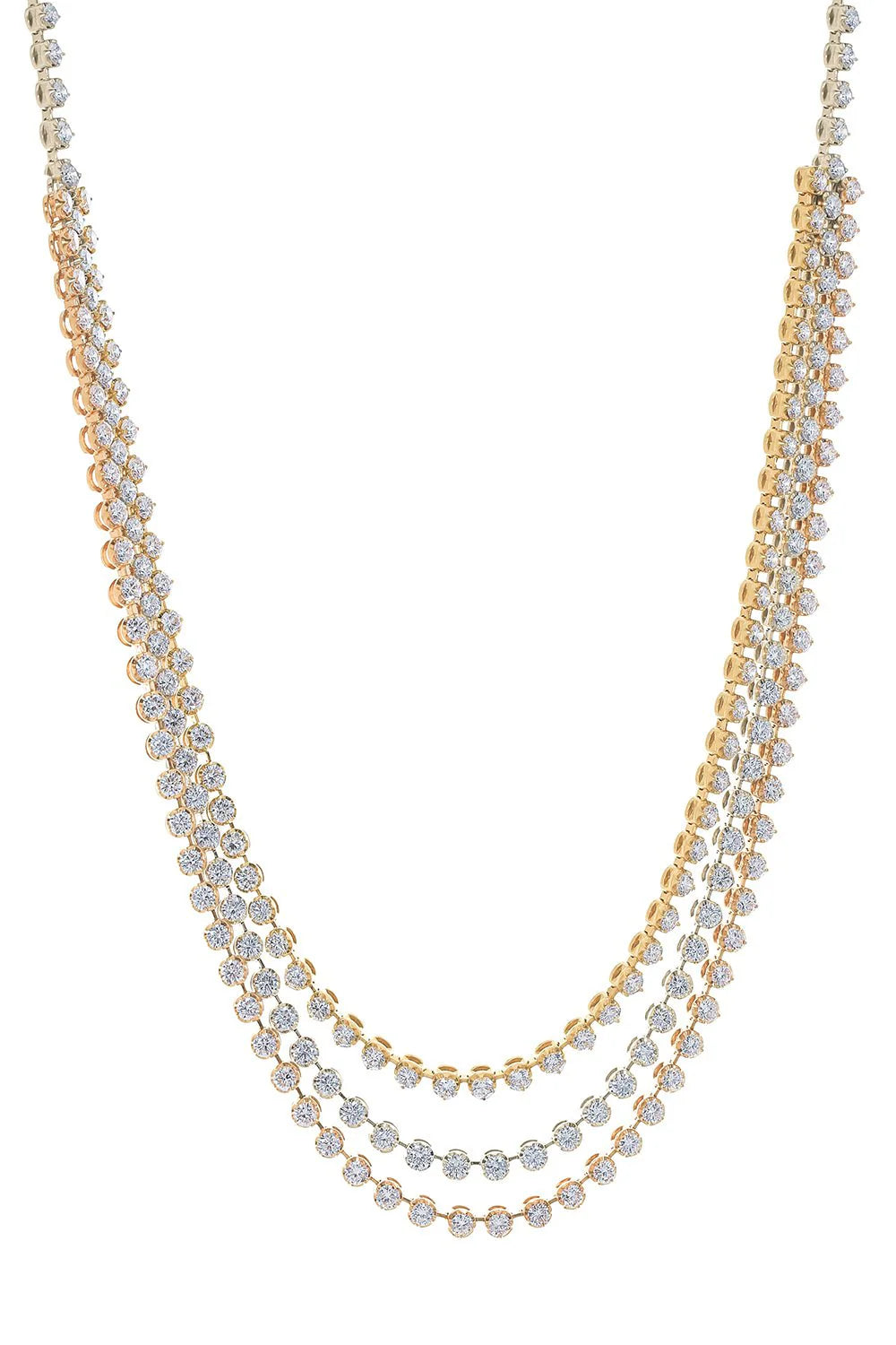 White & Yellow & Rose Gold with White Diamond Necklace from Link Collection