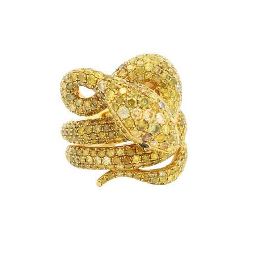 Yellow Gold with Yellow Sapphire and Black Diamond Cocktail Ring from Snake Collection