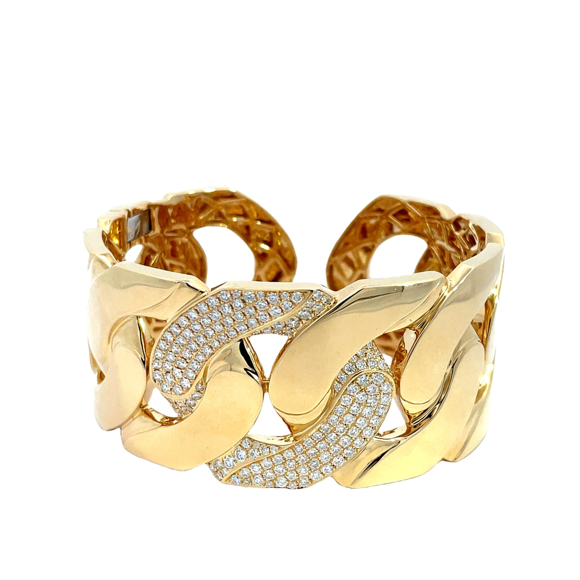 Yellow Gold with White Diamond Bangle