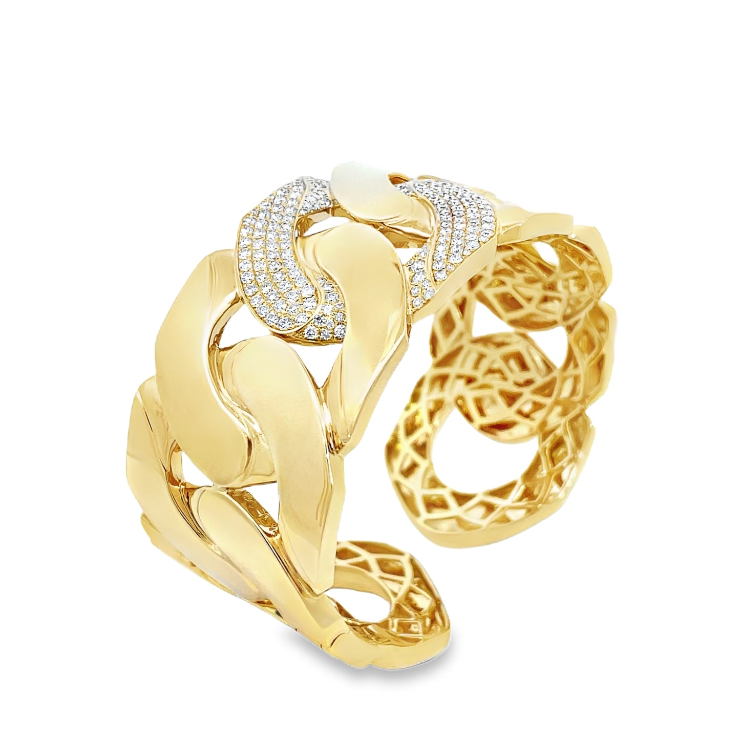 Yellow Gold with White Diamond Bangle