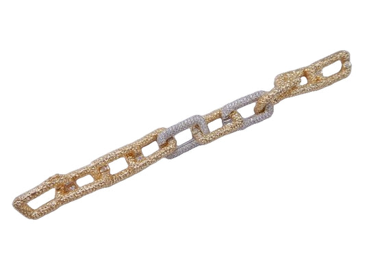 Yellow Gold with White Diamond Chain Bracelet from Link Collection