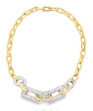 Yellow & White Gold with White Diamond Necklace from Link Collection