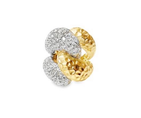 Yellow & White Gold with White Diamond Cocktail Ring