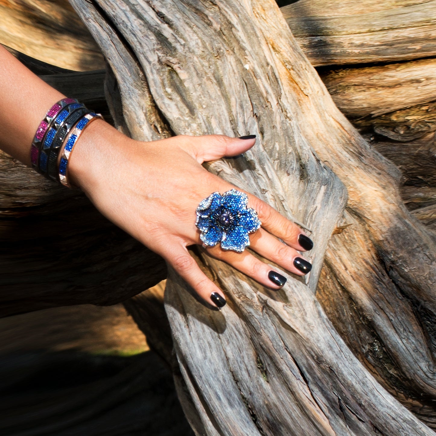 Rose Gold Diamond Blue Sapphire Bracelet From Couture Collection