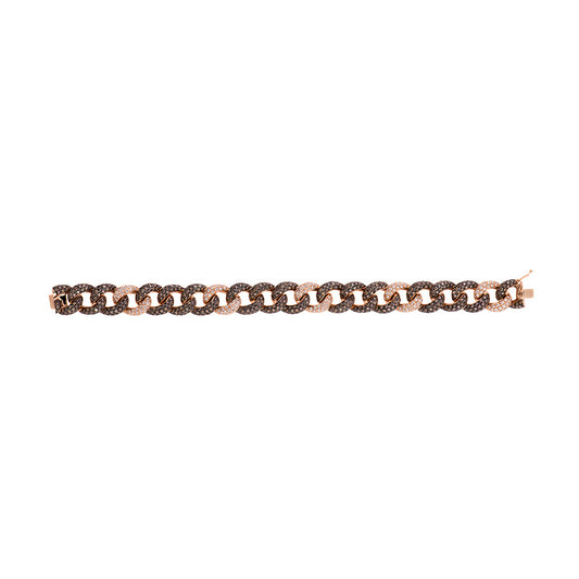 Rose Gold Brown and White Diamond Link Bracelet 11mm