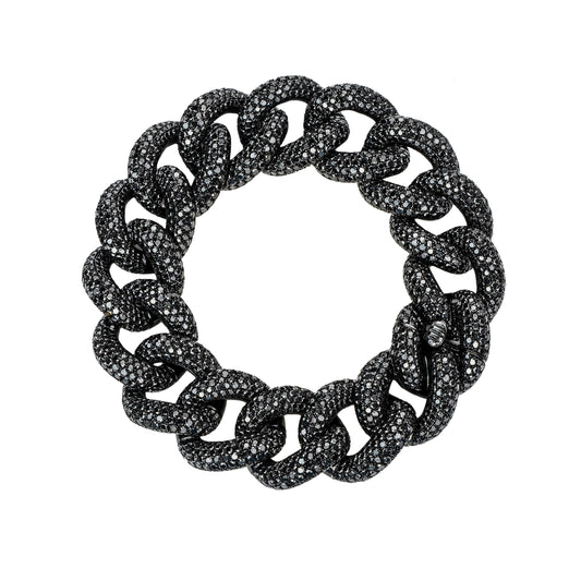 White Gold Black Diamond Link Bracelet
