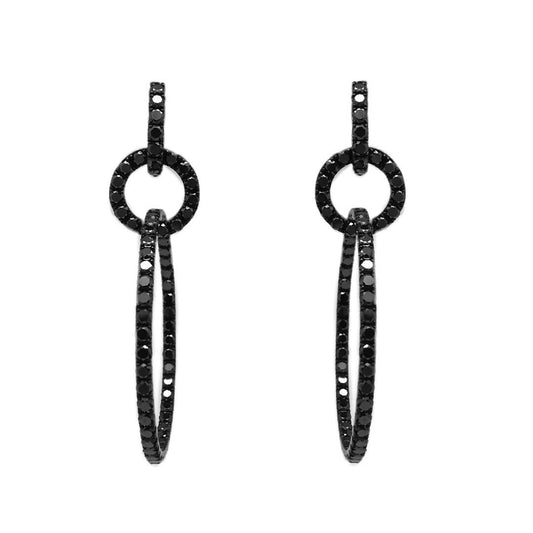 White Gold with Black Diamond Earrings from Hoops Collection