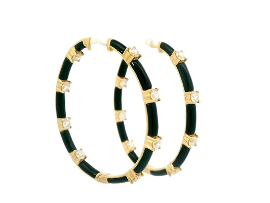 Yellow Gold with White Diamond Earrings from Hoops Collection