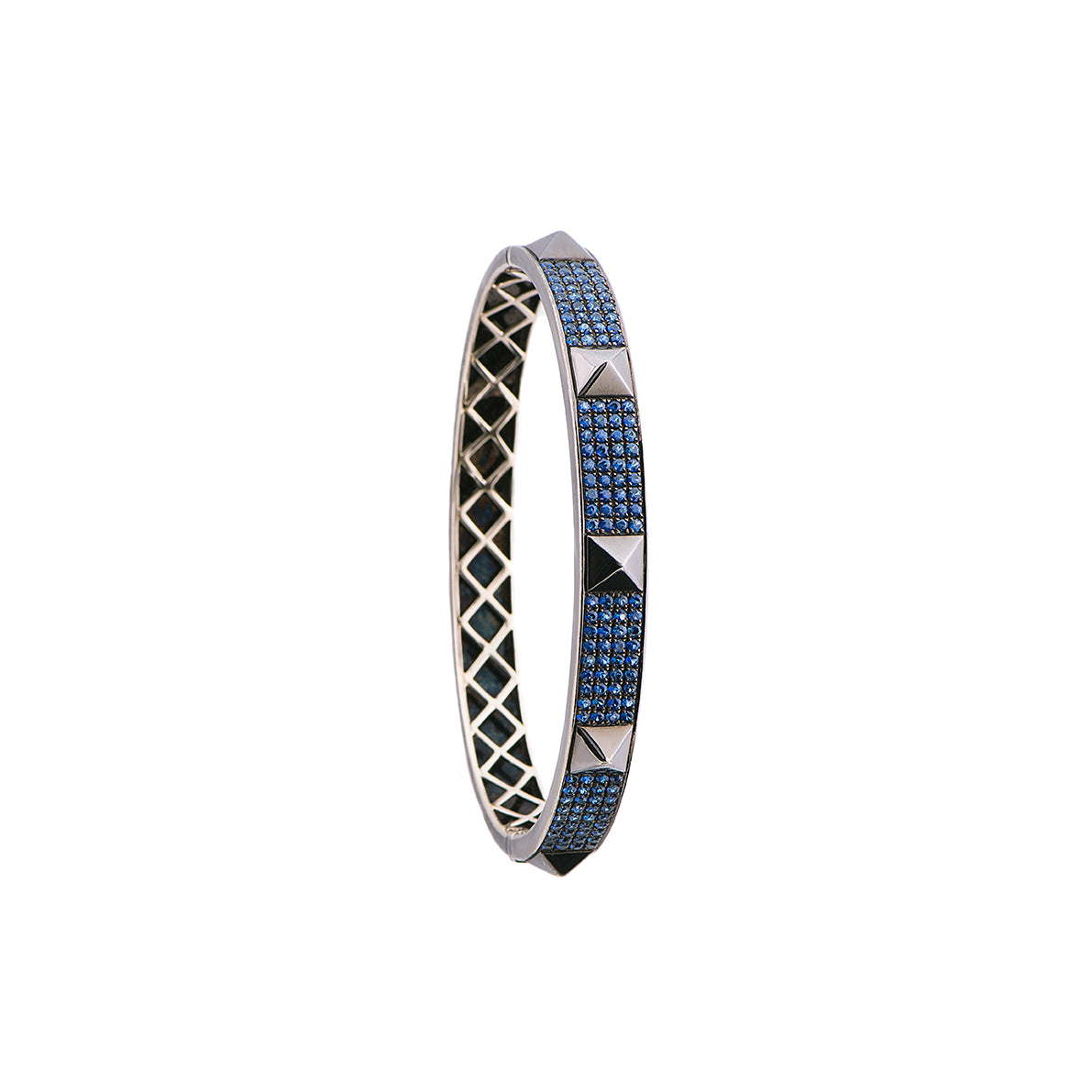 White Gold with Blue Sapphire Bangle from Couture Collection