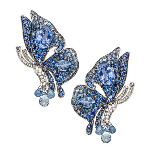 White Gold Blue Sapphire Earrings from Butterfly Collection