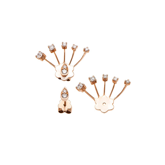 Rose Gold with White Diamond Earrings from Even-tail Collection