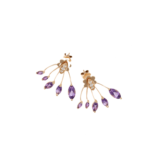 Rose Gold White Diamond Amethyst Earrings From Eventail Collection