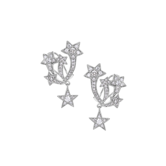 White Gold White Diamonds Dangling Earrings From Star Collection