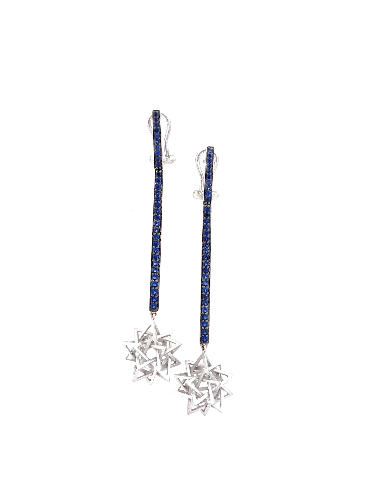 White Gold with Blue Sapphire Earrings from Origami Collection