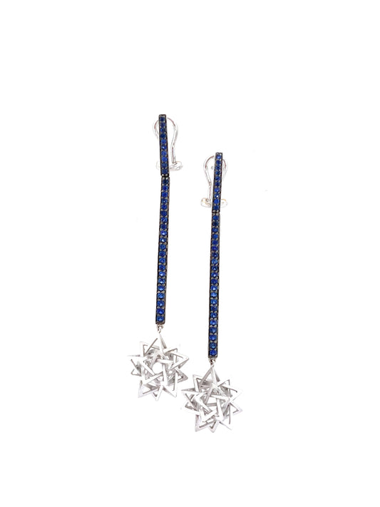 White Gold with Blue Sapphire Earrings from Origami Collection