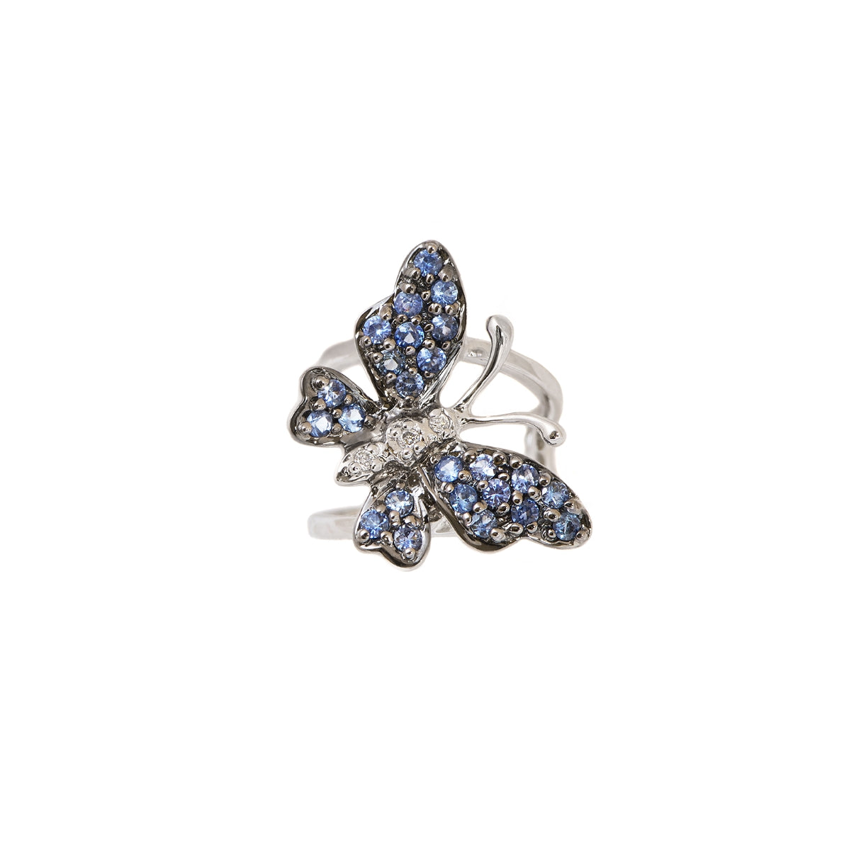 White Gold with blue Sapphire and White Diamond Earcuff from Butterflies collection