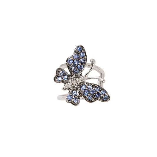 White Gold with blue Sapphire and White Diamond Earcuff from Butterflies collection