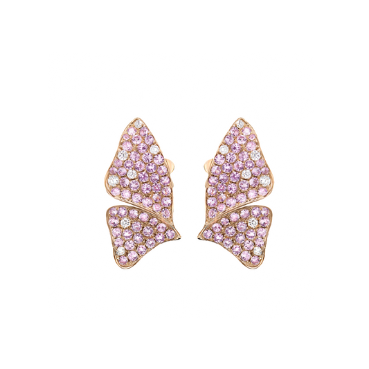 Rose Gold White Diamond Pink Sapphire Earrings From Petal Collection