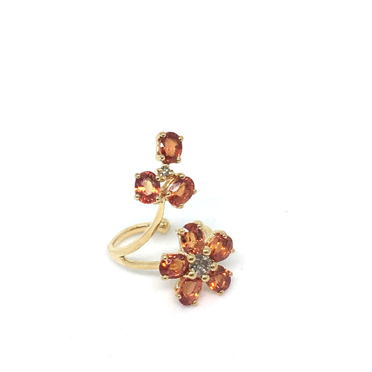 Yellow Gold with Yellow Sapphire and Brown Diamond Earcuff from Flowers Collection