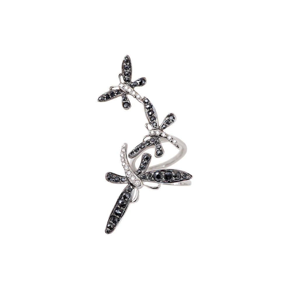 White Gold with White Diamond and Black Sapphire Earcuff from Butterflies Collection